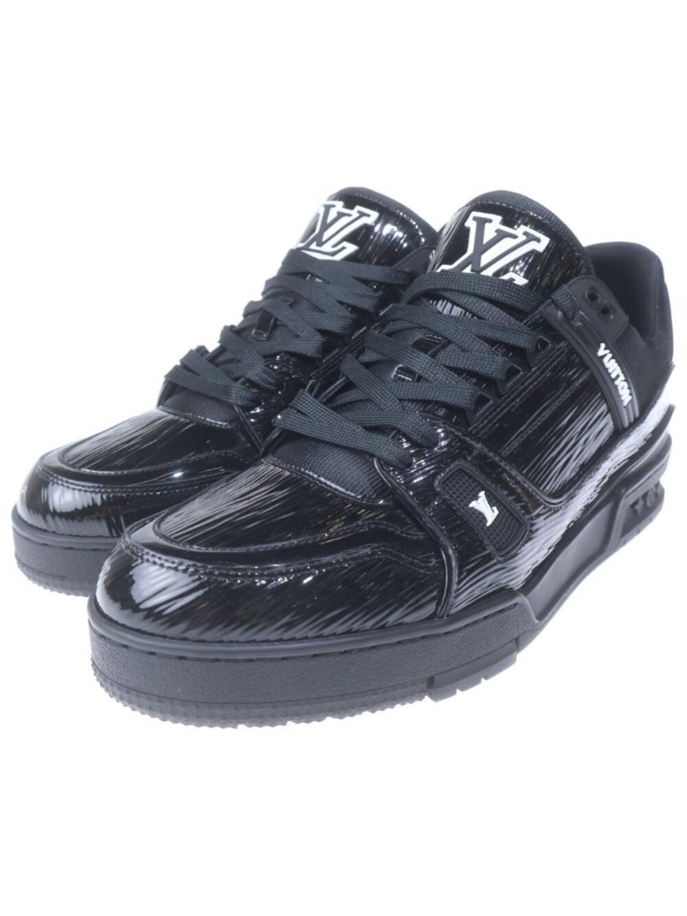 Louis Vuitton LV Trainers Epi Patent Leather Low Cut Sneakers Black - Picture 2 of 6
